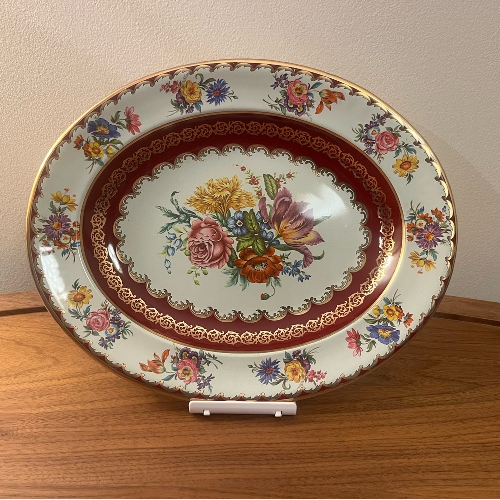 Vintage Daher Decorated Ware Floral Tin Platter Made in England